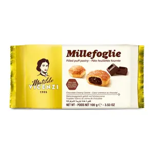 Bánh Ngàn Lớp Nhân Kem Socola, Millefoglie Filled Puff Pastry, with Chocolate Cream Centre, 3.53 oz (100g) - MATILDE VICENZI