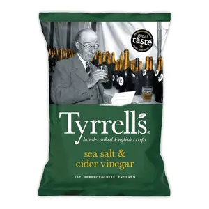 Khoai Tây Chiên Vị Muối & Giấm, Hand-Cooked Crisps, Sea Salt & Cider Vinegar (40g) - TYRRELLS