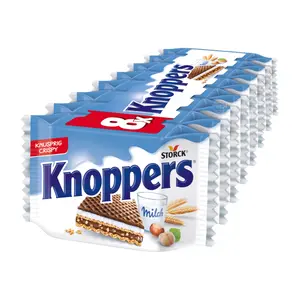 Bánh Xốp Kẹp Kem Hạt Phỉ, Knoppers, Crispy Hazelnut Wafers, 8 Cái (200g) - STORCK