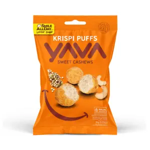 Bánh Phồng Giòn Vị Hạt Điều, Krispi Puffs, Sweet Cashews, 1.23 oz (35g) - YAVA