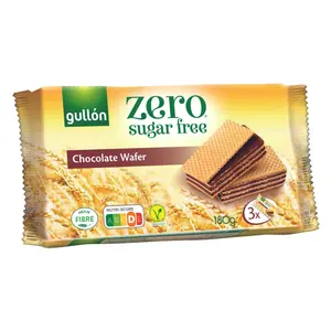 Bánh Xốp Không Đường Nhân Socola, Zero Sugar Free, Chocolate Wafer, Vegan, 3 Gói (180g) - GULLON