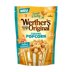Bỏng Ngô Phủ Caramen Muối, Werther`s Original, Caramel Popcorn, Salted Caramel (140g) - STORCK