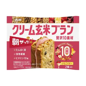Bánh Quy Gạo Lứt Nguyên Cám Kẹp Kem Bơ Dâu, Cream Brown Rice Bran with Strawberry Butter (50g) - ASAHI