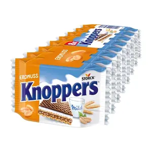 Bánh Xốp Kẹp Kem Đậu Phộng, Knoppers, Crispy Peanut Wafers, 8 Cái (200g) - STORCK