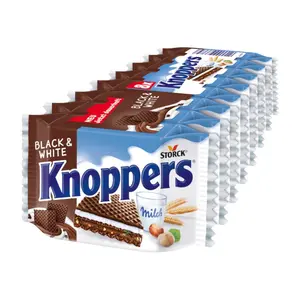 Bánh Xốp Kẹp Kem Socola & Sữa, Knoppers, Crispy Black & White Wafers, 8 Cái (200g) - STORCK