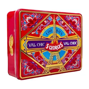 Bánh Quy Kẹp Kem Vani & Socola Hộp Thiếc (Đỏ), Val`Chic & Val`Choc, Vanilla & Chocolate Sandwich Cookies (600g) - ST GEORGES