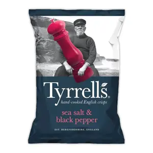 Khoai Tây Chiên Vị Muối Biển & Tiêu Đen, Hand-Cooked Crisps, Sea Salt & Black Pepper (40g) - TYRRELLS