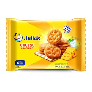 Bánh Quy Giòn Vị Phô Mai, Cheese Crackers, 4 Gói, 3.52 oz (100g) - JULIE'S