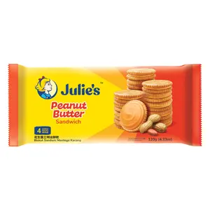 Bánh Quy Kẹp Bơ Đậu Phộng, Peanut Butter Sandwich Biscuit, 4 Gói, 4.23 oz (120g) - JULIE'S