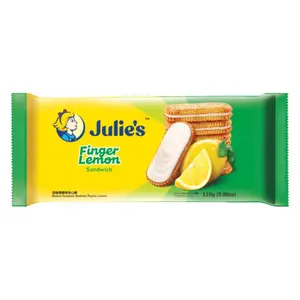 Bánh Quy Kẹp Kem Chanh, Finger Lemon Flavoured Sandwich Biscuit, 5 Gói, 3.88 oz (110g) - JULIE'S