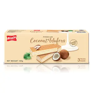 Bánh Xốp Nhân Kem Dừa, Coconut Wafers, 3 Gói (100g) - BISSIN
