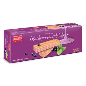 Bánh Xốp Nhân Kem Lý Chua Đen, Blackcurrant Wafers, 3 Gói (100g) - BISSIN