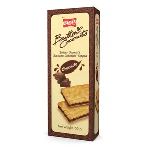 Bánh Quy Bơ Dừa Kẹp Kem Socola, Butter Coconuts, Biscuits Chocolate Topped (150g) - BISSIN