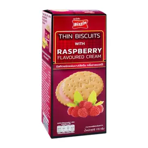 Bánh Quy Mỏng Kẹp Kem Phúc Bồn Tử, Thin Biscuits with Raspberry Flavoured Cream (170g) - BISSIN