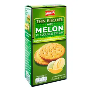 Bánh Quy Mỏng Kẹp Kem Dưa Lưới, Thin Biscuits with Melon Flavoured Cream (170g) - BISSIN