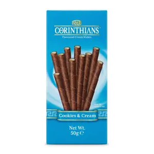 Bánh Quế Nhân Kem Bánh Quy & Kem, Flavoured Cream Wafers, Cookies & Cream (50g) - CORINTHIANS