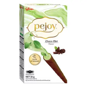 Bánh Que Phủ Socola Nhân Kem Bạc Hà, Pejoy, Cocoa Biscuit Stick with Mint Flavoured Cream (33g) - GLICO