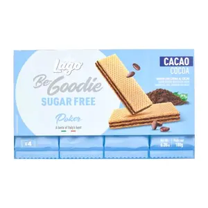 Bánh Xốp Kem Cacao Không Đường, Poker, Wafer Cookies with Cocoa Cream, Sugar Free, 4 Gói, 6.35 oz (180g) - LAGO