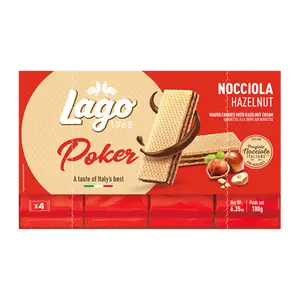 Bánh Xốp Kem Hạt Phỉ, Poker, Wafer Cookies with Hazelnut Cream, 4 Gói, 6.35 oz (180g) - LAGO