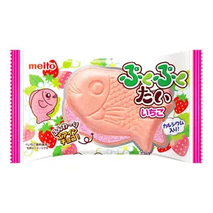 Bánh Xốp Cá Nhân Kem Dâu, Pukupuku Tai Ichigo, Fish-Shaped Wafer with Strawberry Cream Filling (16.5g) - MEITO
