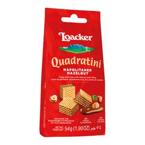 Bánh Xốp Hạt Phỉ, Quadratini, Napolitaner Hazelnut, Crispy Wafer Cubes with Hazelnut Cream Filling, 1.9 oz oz (54g) - LOACKER