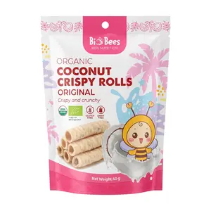 Bánh Quế Cuộn Dừa Hữu Cơ, Organic Coconut Crispy Rolls, Original (40g) - BIO BEES
