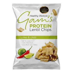 Snack Đậu Lăng Vị Chanh & Ớt, Protein Lentil Chips, Lime & Chilli (65g) - GAM'S