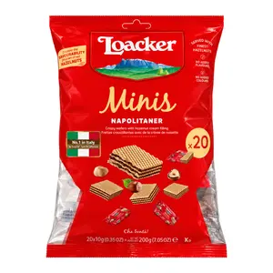 Bánh Xốp Hạt Phỉ, Minis, Napolitaner, Crispy Wafers with Hazelnut Cream Filling, 7.05 oz (200g) - LOACKER