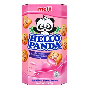 Bánh Quy Gấu Nhân Kem Dâu, Hello Panda, Biscuits with Strawberry Flavoured Filling (40g) - MEIJI