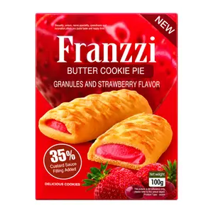 Bánh Quy Bơ Hạt Nhân Kem Dâu, Butter Cookie Pie, Granules & Strawberry Flavor (100g) - FRANZZI