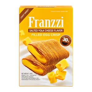 Bánh Cuộn Trứng Giòn Nhân Kem Phô Mai Lòng Đỏ Trứng Muối, Salted Yolk Cheese Flavor Filled Egg Crisp, Reduced Sugar (100g) - FRANZZI