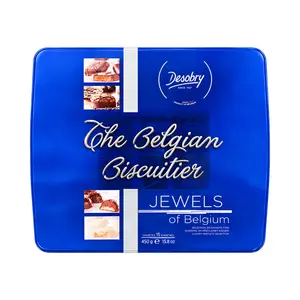 Bánh Quy Socola Bỉ Tổng Hợp (Hộp Thiếc Xanh Dương), The Belgian Biscuitier, 15.8 oz (450g) - DESOBRY
