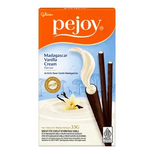 Bánh Que Phủ Socola Nhân Kem Sữa Vani, Pejoy, Cocoa Biscuit Stick with Madagascar Vanilla Cream Flavour (33g) - GLICO