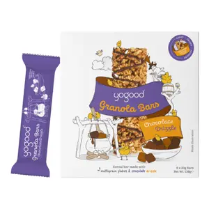 Thanh Ngũ Cốc Phủ Socola, Chocolate Drizzle, Granola Bars, 6 Thanh (138g) - YOGOOD