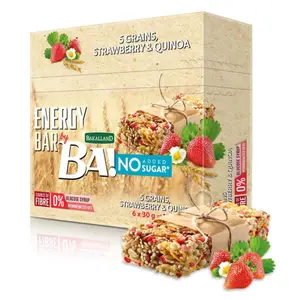 Thanh Năng Lượng Dâu & Hạt Diêm Mạch, BA! Energy Bar, 5 Grains, Strawberries & Quinoa, 6 Thanh (180g) - BAKALLAND