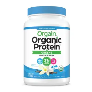 Bột Protein Thực Vật Xanh Hữu Cơ Hương Vani, Organic Protein & Greens, Plant-Based Protein Powder, Vanilla Bean, 1.94 lbs (882g) - ORGAIN