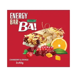Thanh Năng Lượng Nam Việt Quất & Cam, BA! Energy Bar, Cranberry & Orange, 3 Thanh (120g) - BAKALLAND