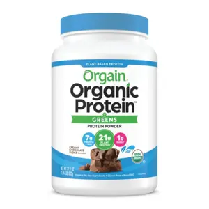 Bột Protein Thực Vật Xanh Hữu Cơ Hương Socola, Organic Protein & Greens, Plant-Based Protein Powder, Creamy Chocolate Fudge, 1.94 lbs (882g) - ORGAIN