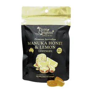 Kẹo Ngậm Mật Ong Manuka & Chanh, Premium Australian Manuka Honey & Lemon Lozenges, MGO 500+, 2.8 oz (80g) - PURE ORIGINS