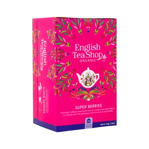 Hồng Trà Bụt Giấm & Dâu Rừng Hữu Cơ, Super Berries, 20 Túi Trà, 1.4 oz (40g) - ENGLISH TEA SHOP