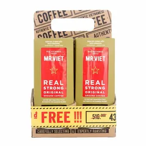 Combo Cà Phê Rang Xay Pha Phin, Real Strong Original Ground Coffee with Coffee Filters, 4 Bộ (1000g) - MR. VIET