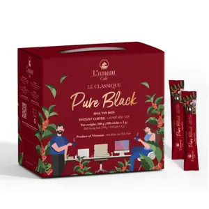 Cà Phê Hòa Tan Đen (Hộp Giấy), Le Classique, Pure Black, 100 Gói (200g) - L'AMANT CAFE