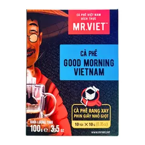 Cà Phê Good Morning Vietnam Phin Giấy Nhỏ Giọt, Ground Coffee Drip Bag, Good Morning Vietnam Coffee, 10 Gói, 3.5 oz (100g) - MR. VIET