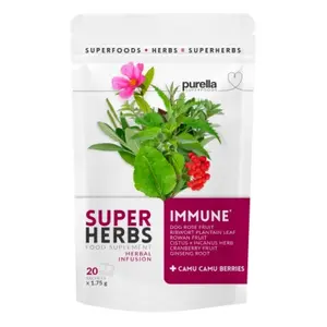 Trà Thảo Mộc Tăng Đề Kháng, Super Herbs Immunity, Herbal Infusion with Jagody Camu Camu, 20 Gói (35g) - PURELLA