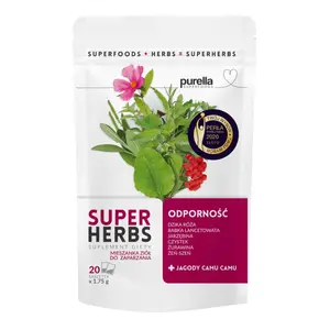 Trà Thảo Mộc Tăng Đề Kháng, Super Herbs Immunity, Herbal Infusion with Jagody Camu Camu, 20 Gói (35g) - PURELLA