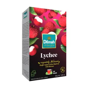 Trà Đen Vải, Lychee Flavoured Ceylon Black Tea, 20 Túi Trà, 1.06 oz (30g) - DILMAH