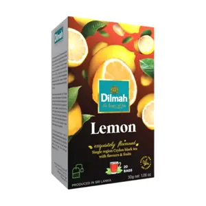 Trà Đen Chanh Vàng, Lemon Flavoured Ceylon Black Tea, 20 Túi Trà, 1.06 oz (30g) - DILMAH
