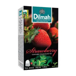 Trà Đen Dâu, Strawberry Flavoured Ceylon Black Tea, 20 Túi Trà, 1.06 oz (30g) - DILMAH