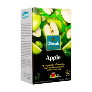 Trà Đen Táo, Apple Flavoured Ceylon Black Tea, 20 Túi Trà, 1.06 oz (30g) - DILMAH
