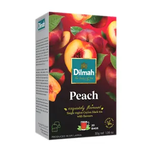 Trà Đen Đào, Peach Flavoured Ceylon Black Tea, 20 Túi Trà, 1.06 oz (30g) - DILMAH